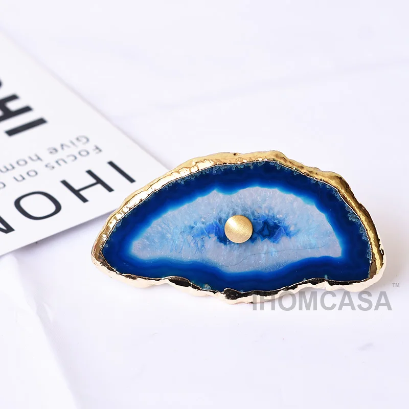 Латунный шкаф IHOMCASA с искусственными кристаллами, шкафчик для шкафа, ручка для выдвижного ящика, натуральный агат, скандинавский камень