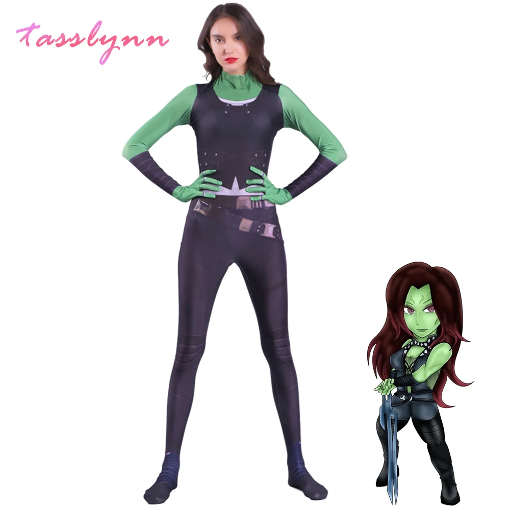 Guardians of The Galaxy Gamora Cosplay Costume Women Girls Halloween Costume Kids Supergirl Party Jumpsuit Zentai Suit Bodysuit