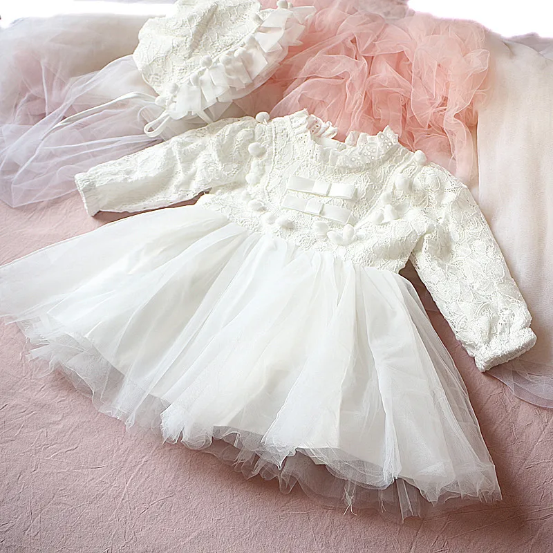 

2020 Autumn Long Sleeve for Girl Baptism Baby Girl Clothing 1 Year Birthday Party Toddler Christening Gown Infant Girl Dress