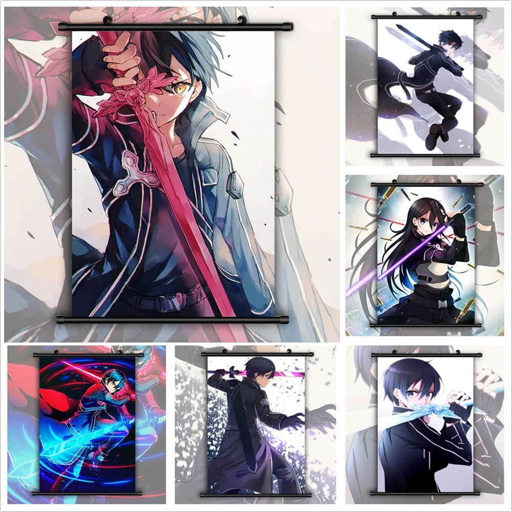 

SAO Sword Art Online Kirito Kirigaya Kazuto Anime Manga HD Print Wall Poster Scroll