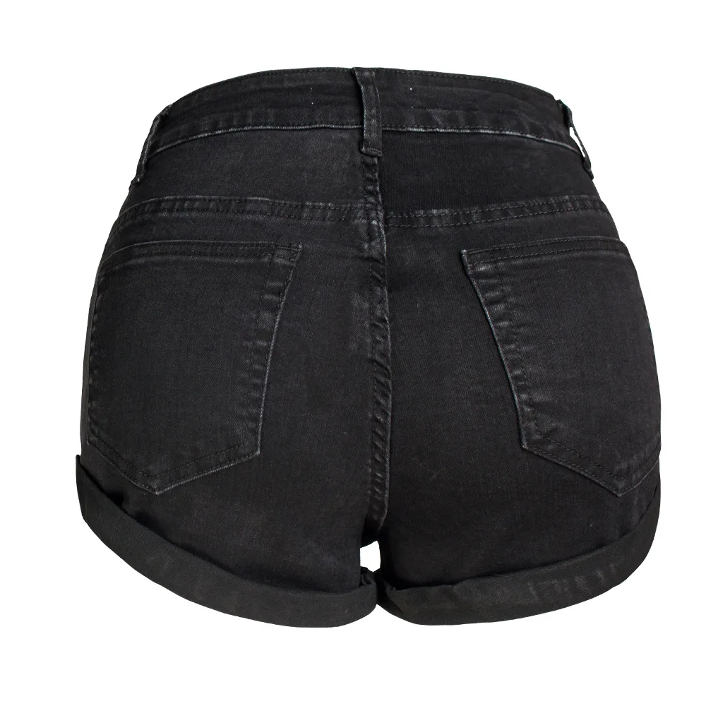 

knickers women in Europe and the edge wide-legged pants summer many buttons flanging pure black high waist jeans