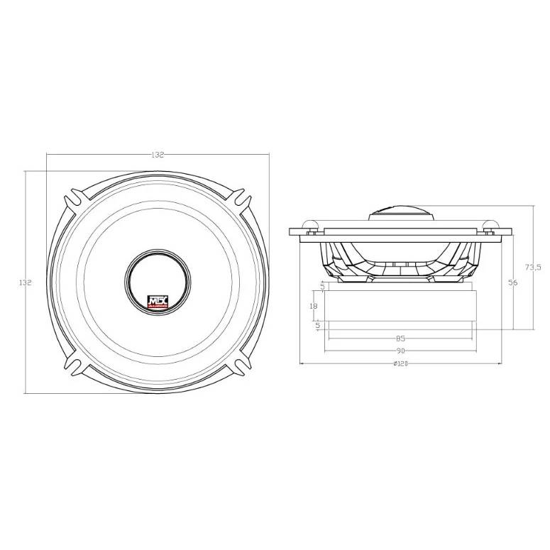 Automotive Two-way Coaxial Speaker MTX TX650C speaker Diameter 13 cm black protective grill car products for subwoofer speakers wire set 80W |
