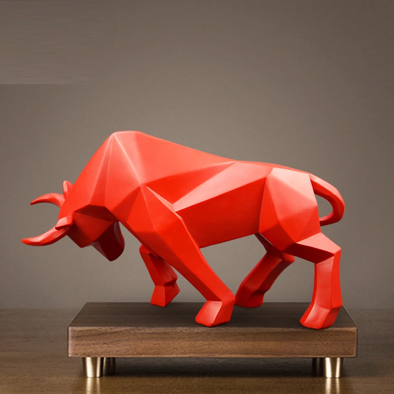 Абстрактная Скульптура Быка Bison из смолы геометрическое украшение для офиса дома