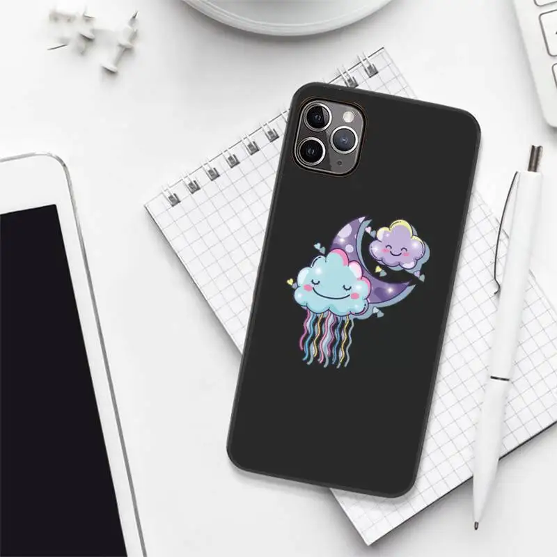

Clouds rainbow raindrops cute Phone Case Candy Color for iPhone 6 7 8 11 12 s mini pro X XS XR MAX Plus