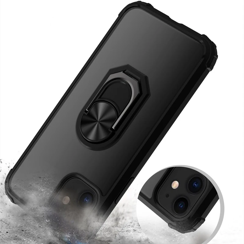 Для iPhone 11 Pro Max чехол PC + кольцо из ТПУ магнетизм держатель четыре угла анти-падение
