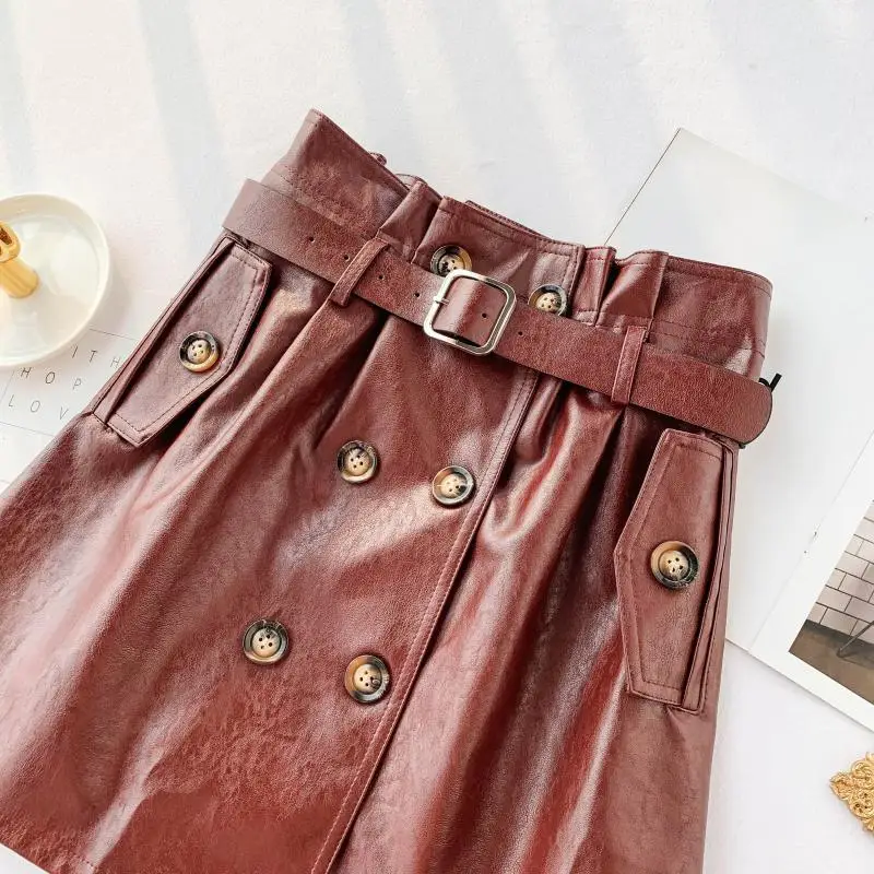 MUMUZI Женская юбка на пуговицах Британский ветер двубортная Высокая талия линия