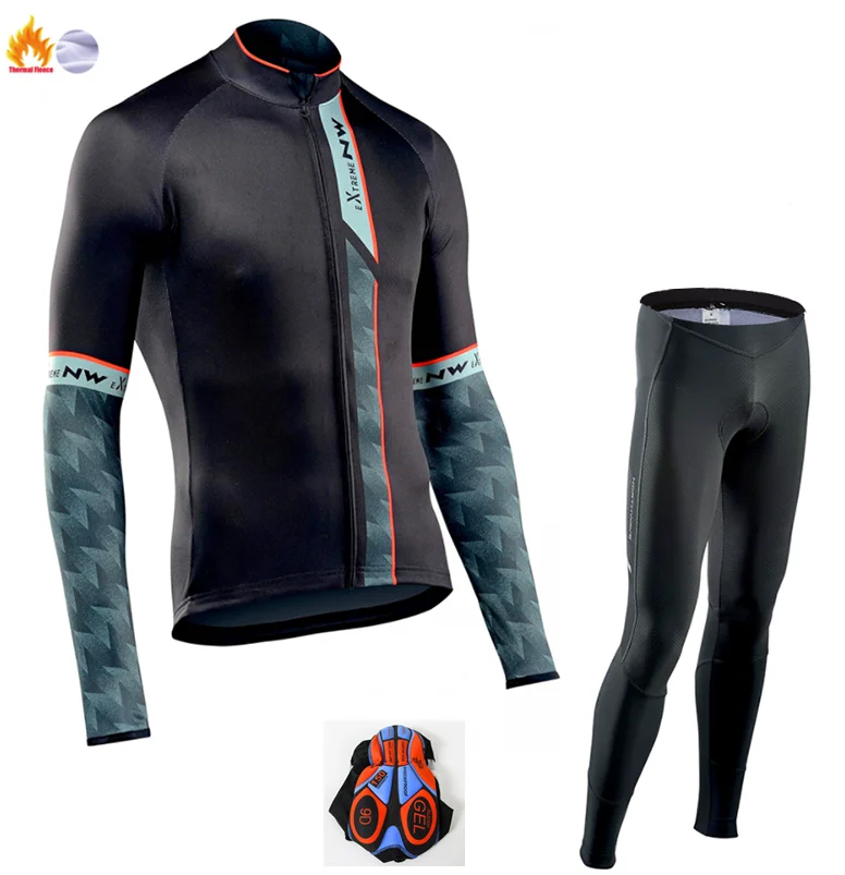 Winter Cycling Suit Ropa ciclismo теплая Зимняя Теплая Флисовая велосипедная одежда, мужская Трикотажная одежда, костюм для езды на велосипеде, MTB Одежда, комбинезон, комплект - Цвет: Winter Cycling Suit