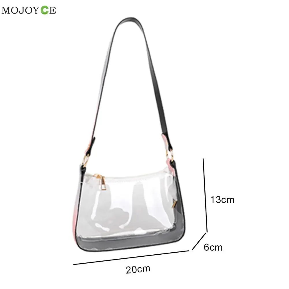 

Fashion Women Transparent Gradient Color PU Leather PVC Patchwork Shoulder Underarm Bag Casual Ladies Small Handbags Purse