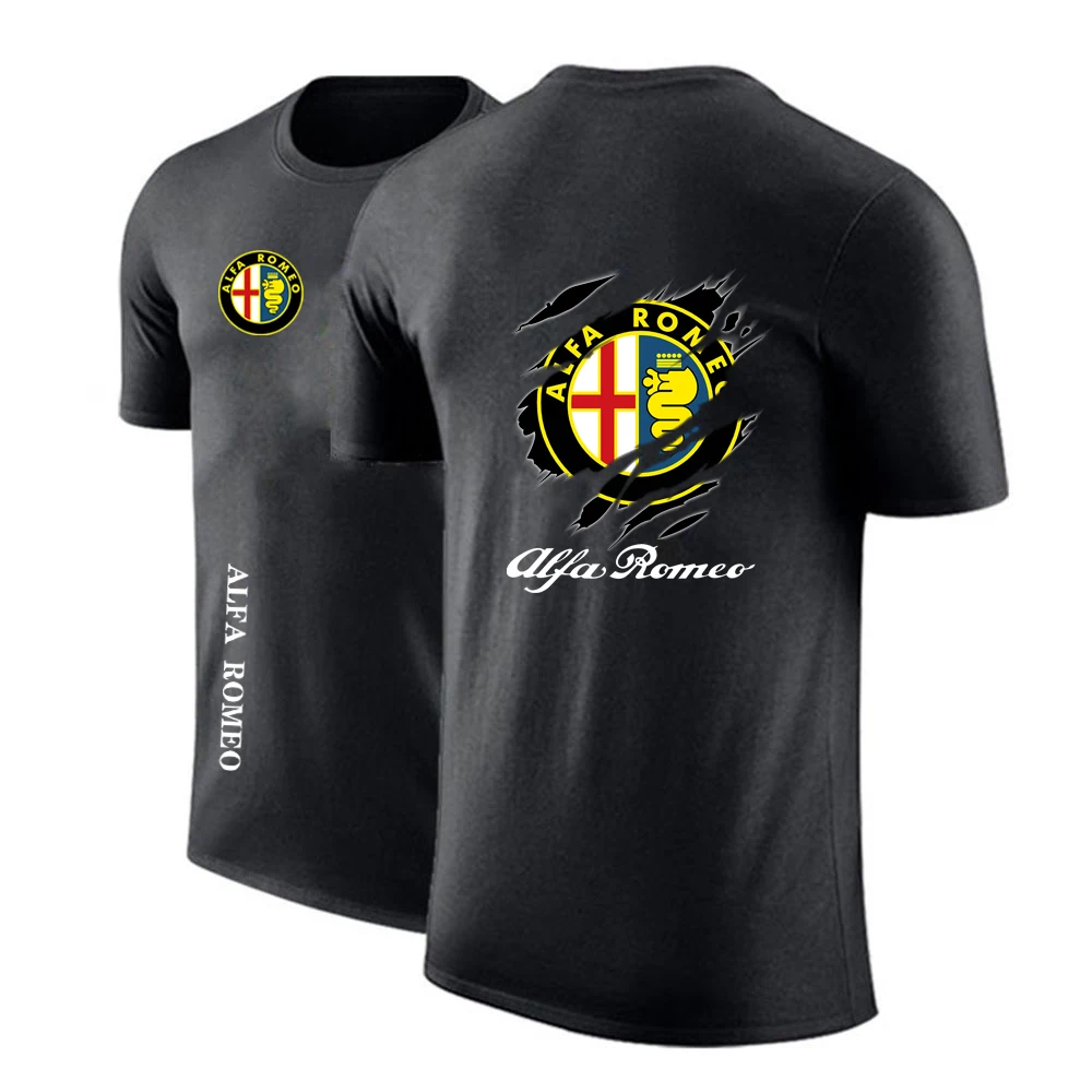

New Men Creative Design Alfa Romeo Tshirt Tees Solid Color Short Sleeves Cotton Hip Hop Fashion Print Casual Tops