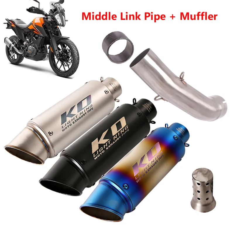 

Slip On Motorcycle Exhaust Escape Middle Link Pipe Connecting 51mm Muffler End Tip Modified For Duke 390 250 ADV RC390 2020 2021