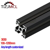 1pc black 3030 aluminum profile extrusion frame 100 1200 european standard anodized linear rail for cnc 3d printer camera slider