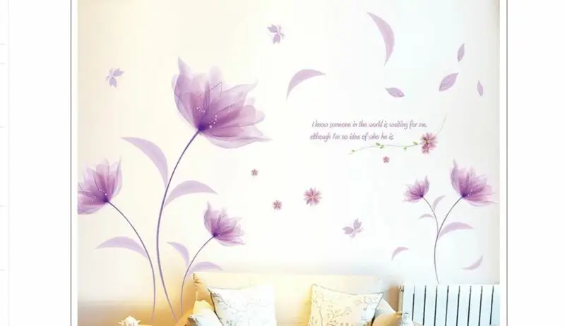 Горячая DIY Wall Art Наклейки украшения Мода Романтический цветок Стикеры/стены Стикеры s домашний декор обои Украшения в спальню