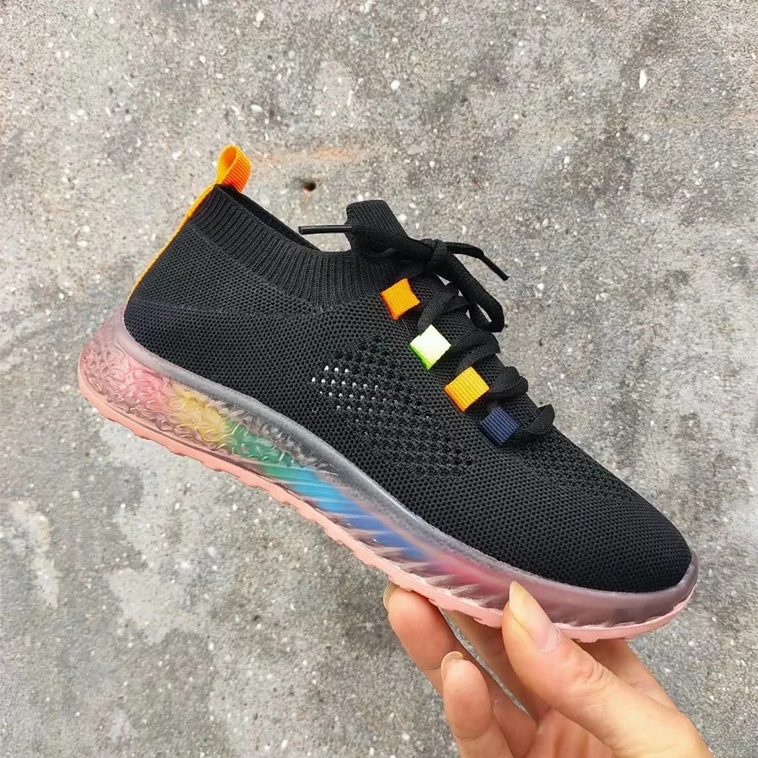 

Rainbow Color Breathable Sneakers 2020 New Lace Up Light Women Casual Shoes Soft Running Female Flats Loafers Zapatillas Mujer