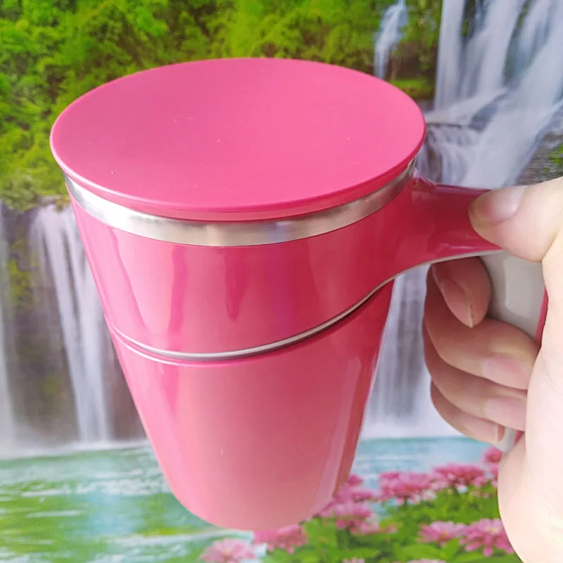 pink Renge весенние Висячие уши не инвертированный чашка кофейная кружка из нержавеющей стали портативная чашка бизнес ручная чашка офисная чайная кружка - Цвет: pink