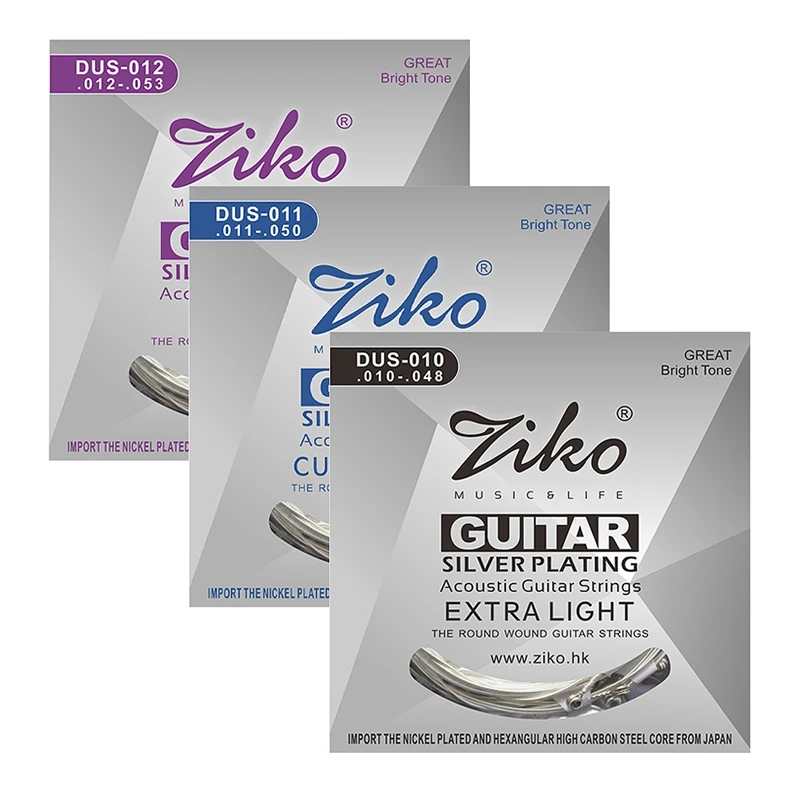 

Ziko Dus Series Acoustic Guitar Strings Hexagon Carbon Steel Core Silver Plating Wound