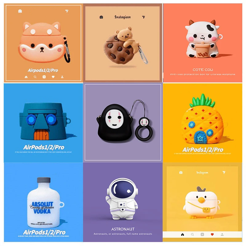 

Cute Cartoon Cows Silicone Case For Airpods 1/2 Wireless Bluetooth Earphone 3D Charging Box Cover For Airpods Pro