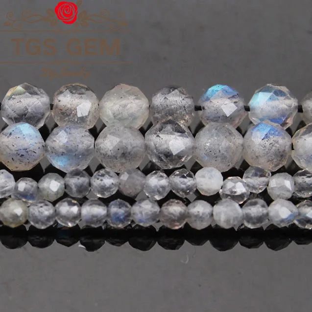 Маленькие круглые бусины с натуральным граненым лабрадоритом сверкающие 2/3/4/5 мм