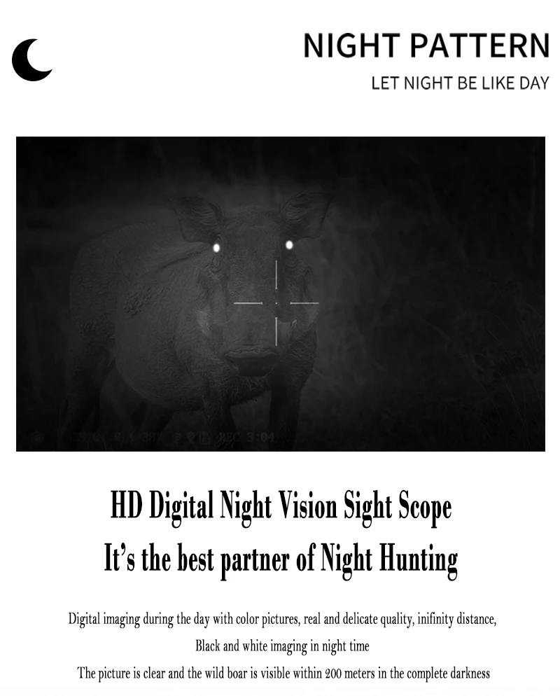 HD Infrared Digital Night Vision Sight Zoom Monoculars Night Ranging Riflescope Aiming Device for Hunting Scope Video Recording