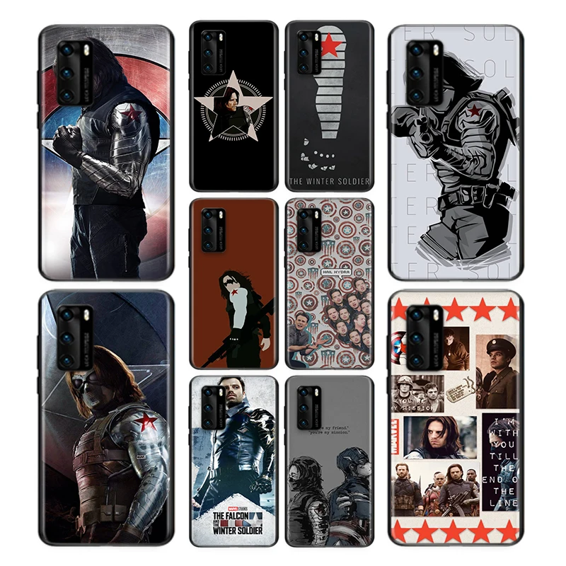 

Phone Case Marvel Winter Soldier White Wolf For Huawei P40 P30 P20 P50 Pro Plus P10 P9 P8 Lite 2019 2017 RU E Mini Black Cover