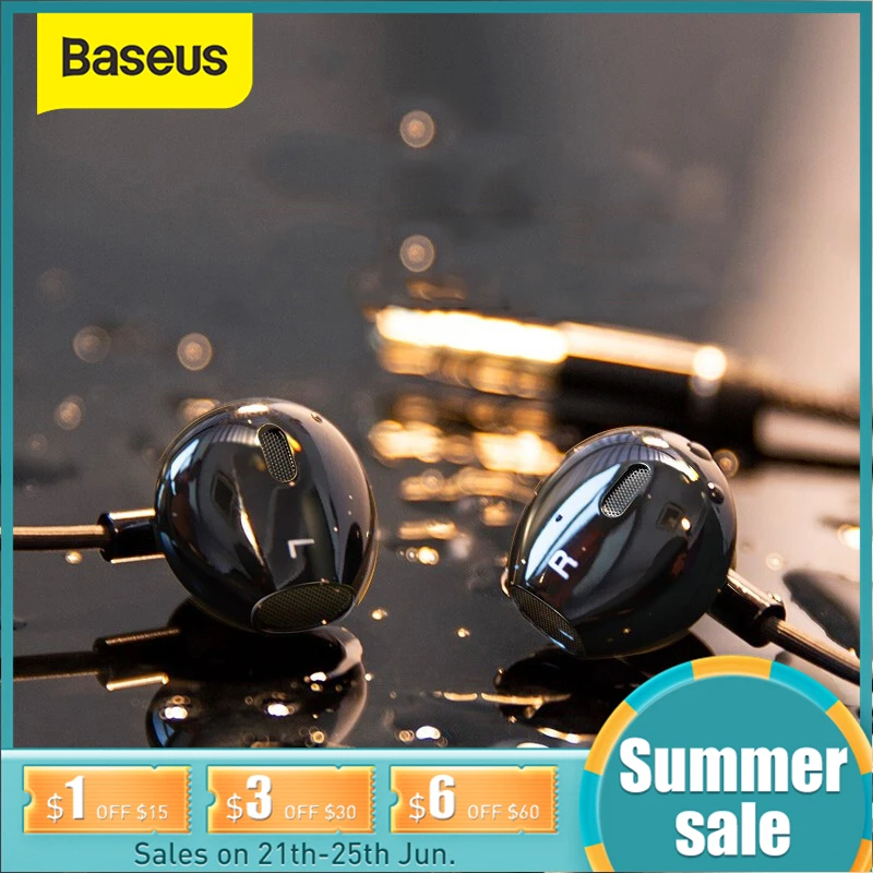 Baseus H06 наушники для телефона Hi Fi стерео Бас Наушники 3 5 мм разъем Проводные аудио