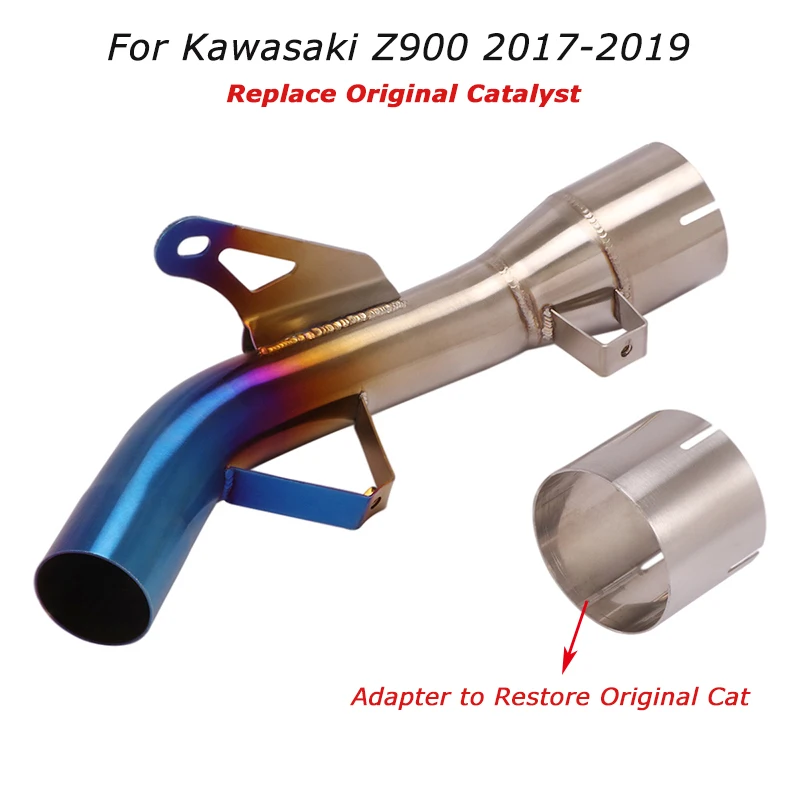 

Для Kawasaki Z900 2017 2018 2019 удалить Cat Синий Мотоцикл Средний Соединительный труба удалить заменить оригинальный катализатор с адаптером