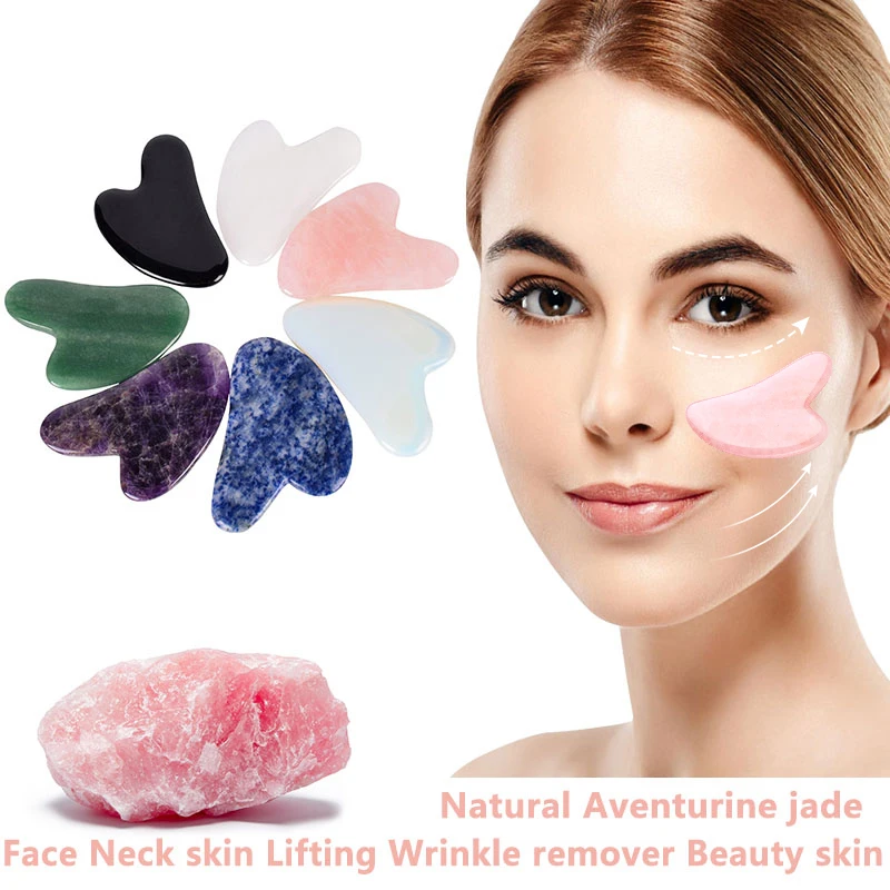

Jade Gouache Scraping Massage Board Natural Color Stone Scraping Body Massager Face Lifting Anti-Wrinkle Facial Care Tool