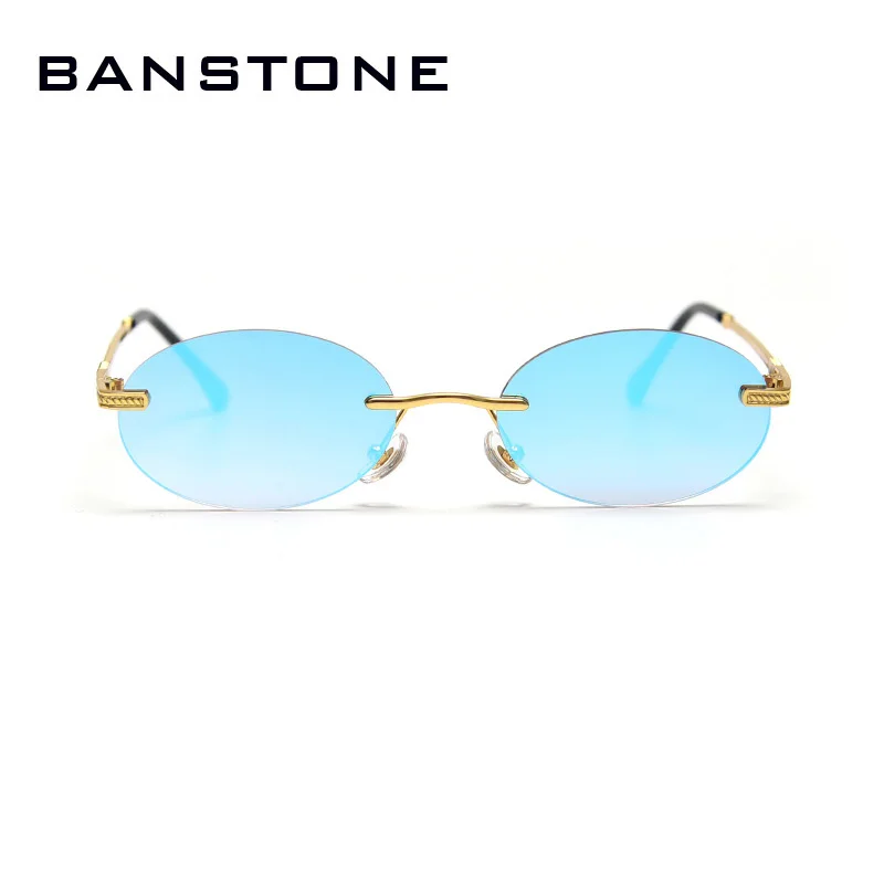 

Овальные цветные женские солнцезащитные очки без оправы BANSTONE в стиле ретро, модные градиентные очки с зеркальным покрытием и защитой UV400, му...