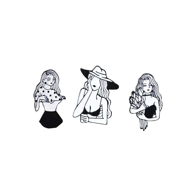 ENZE new fashion cartoon enamel girl avatar brooch bag badge clothing accessories collar needle for couple | Украшения и