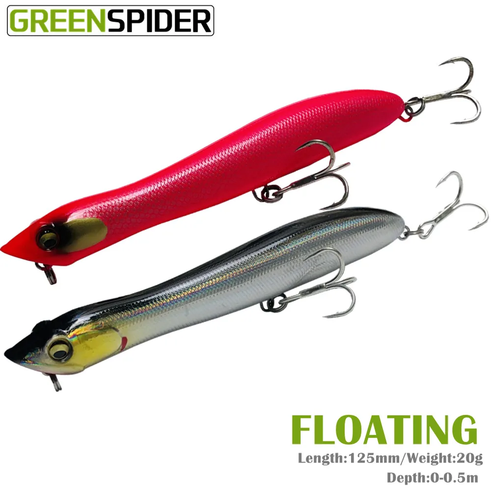 

GREENSPIDER 1PCS Floating Topwater Popper Fishing Lure 13cm 20g Crankbait 3D Eyes Artificial Bait Trout Pike Carp Fishing