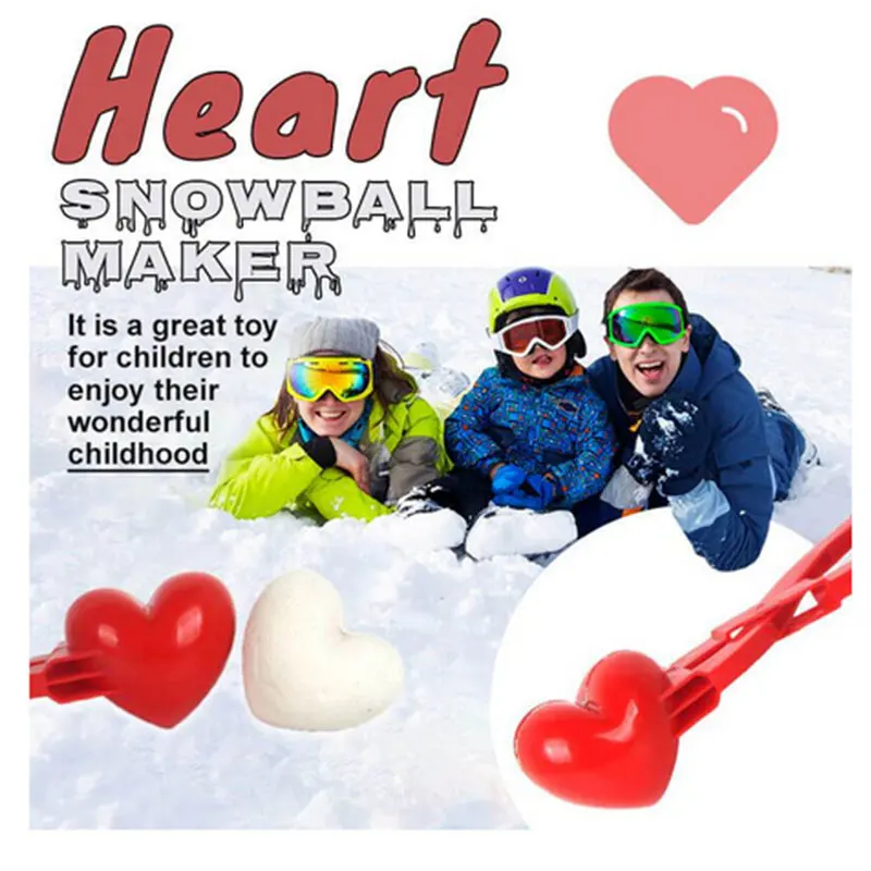 

3 Size Red Heart Snowball Maker In Winter Mold Plastic Sand Ball Tool Model Maker Magical Clip Toy For Children's Toy And Gift