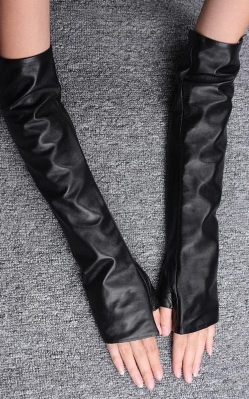 Осенние черные перчатки CHICEVER для женщин дамские тонкие кожаные с открытыми