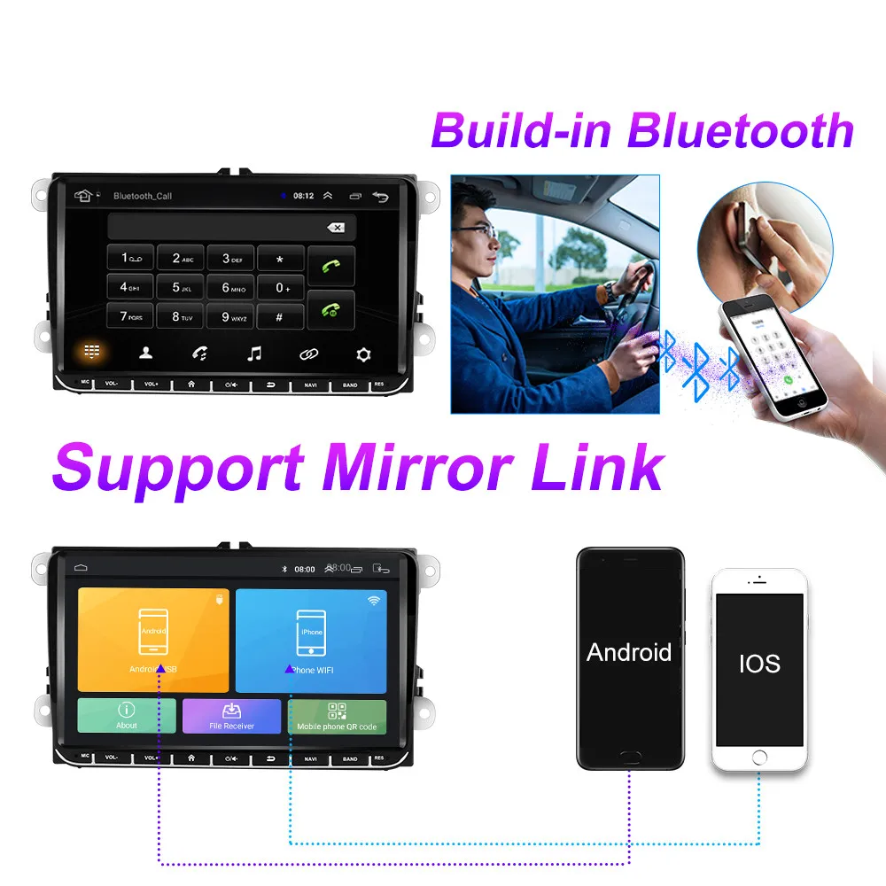 Автомагнитола 2 din на Android мультимедийный видеоплеер для Volkswagen VW Golf Polo Passat B7 B6 Skoda