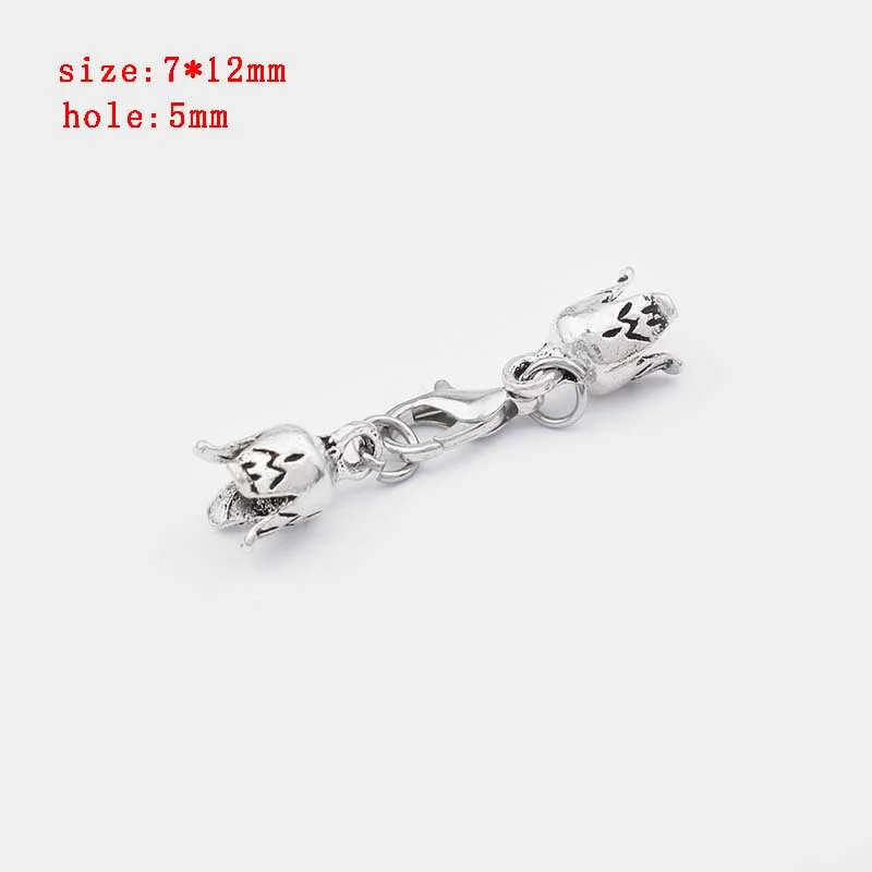 23 5 sets Zinc Alloy Clasp Lobster Clasps Hook End Caps Connectors For 5/6/7/8/10mm Leather Cord Bracelet Necklace Jewelry Making - Цвет: 23