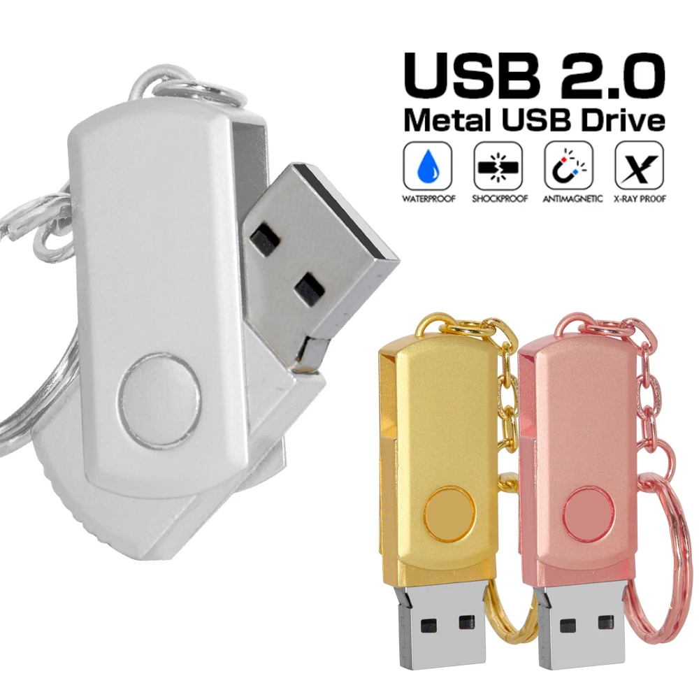 

USB2.0 Flash Drive high speed 64GB Rotation Pen Drive 16GB 32GB Pendrive waterproof USB Memory Stick with Keychain custom logo