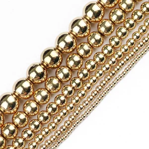 Круглые бусины из гематита, 2346810 мм, 14 золотых шариков цветные бусины из рыхлой породы пробы