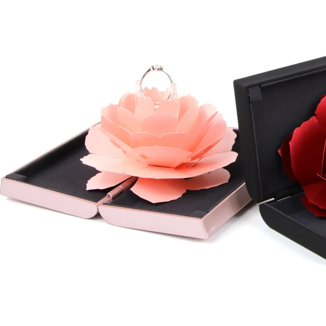 

Romantic Wedding Ring Box Creative Rotating Rising Rose Engagement Ring Box Jewelry Ring Boxs Jewelry Ring Display