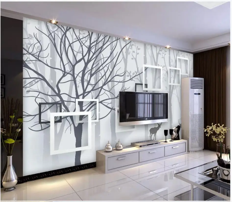 Custom photo wallpapers 3d murals wallpaper for walls 3 d Modern minimalist woods deer tv background wall papers home decor |