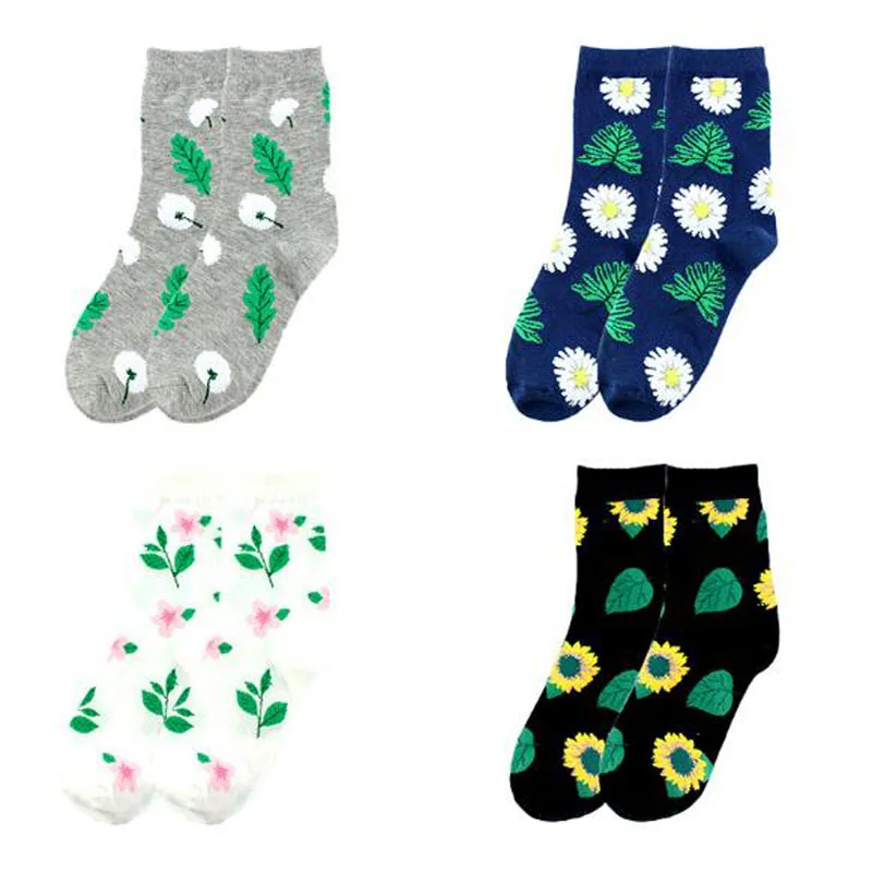 Носки женские в Корейском стиле с подсолнухом хлопковые короткие цветные мягкие
