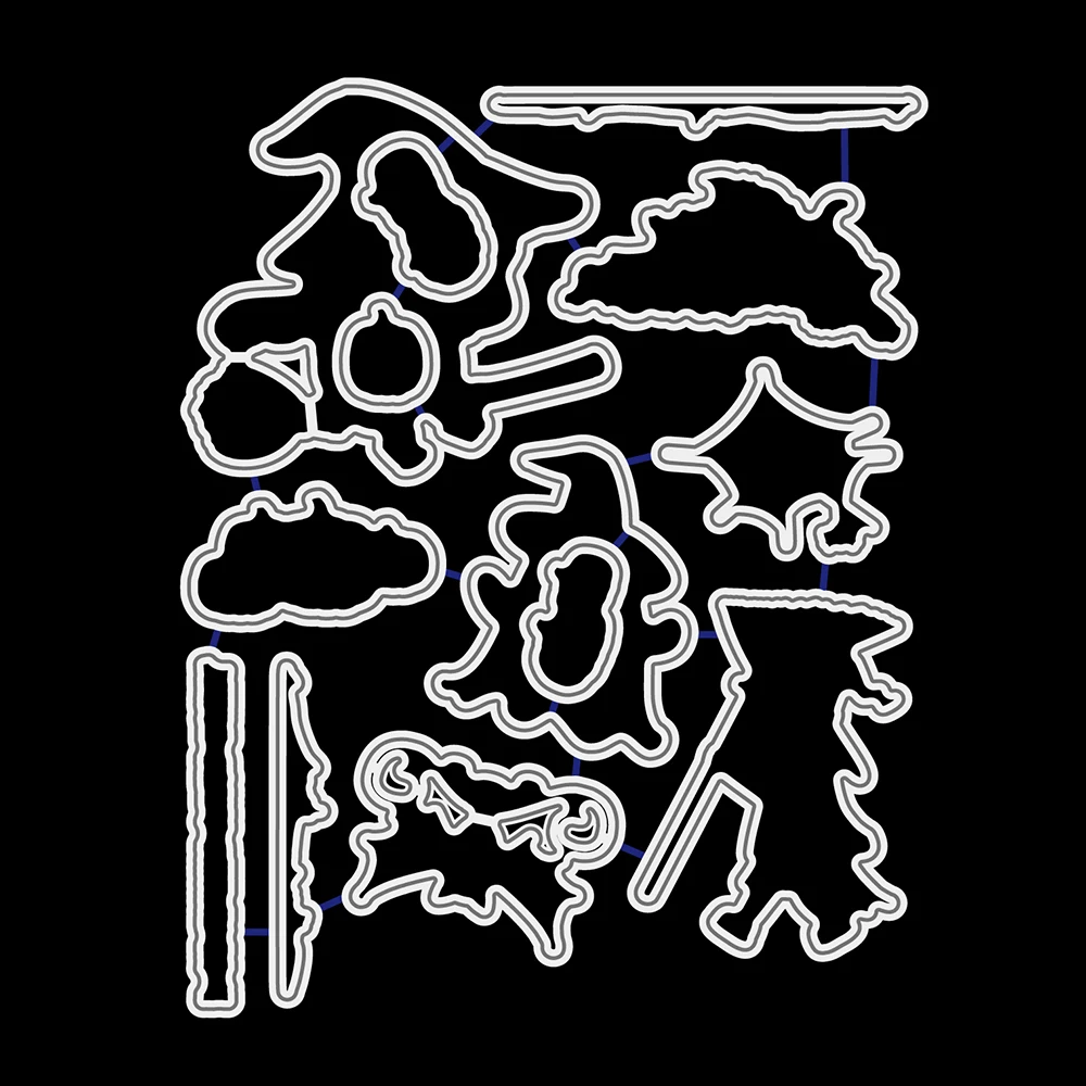 

ZhuoAng Halloween little witch Cutting Dies and Clear Stamp Set for DIY Scrapbooking Photo Album Decoretive Embossing Stencial