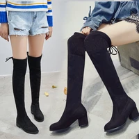nice over the knee boots winter round toe warm women boots lady short plush stretch fabric fashion boots big size ghuj
