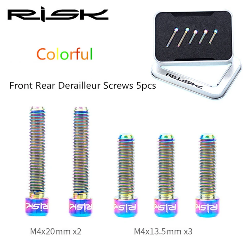 Risk 5 шт./лот M4* 13,5 мм M4 x 20 мм велосипедный переключатель винты TC4 болт из титанового сплава MTB горный велосипед передний и задний винт коробки передач