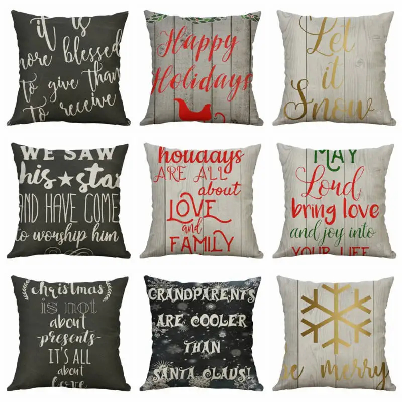 2020 45x45 см хлопковые и льняные буквы Счастливого Рождества женское украшение для