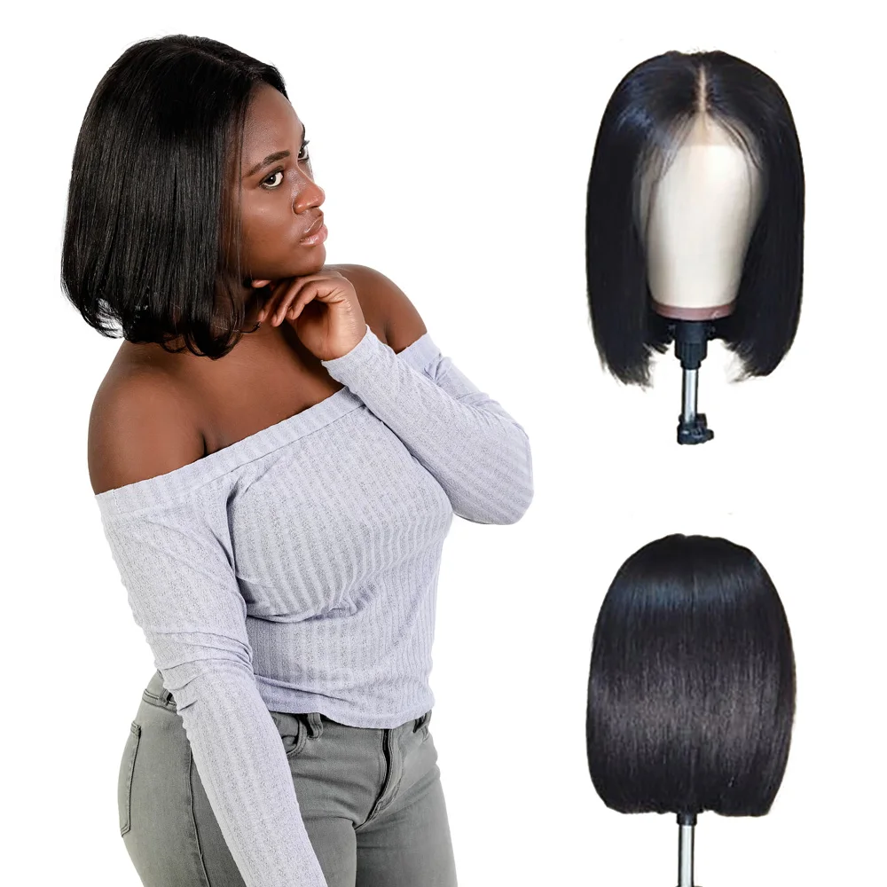 Парики из натуральных волос на кружеве Bob 100 Короткие парики для черных женщин