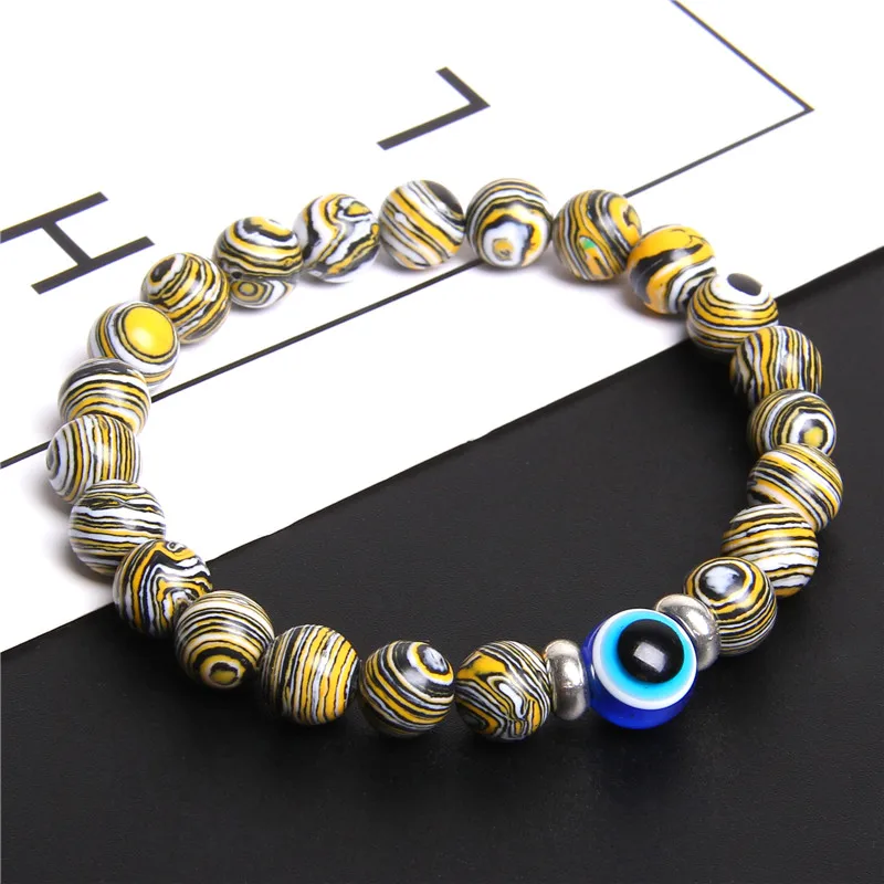 8 мм бусины Браслеты сглаза браслет Для мужчин Homme браслеты из лавового камня