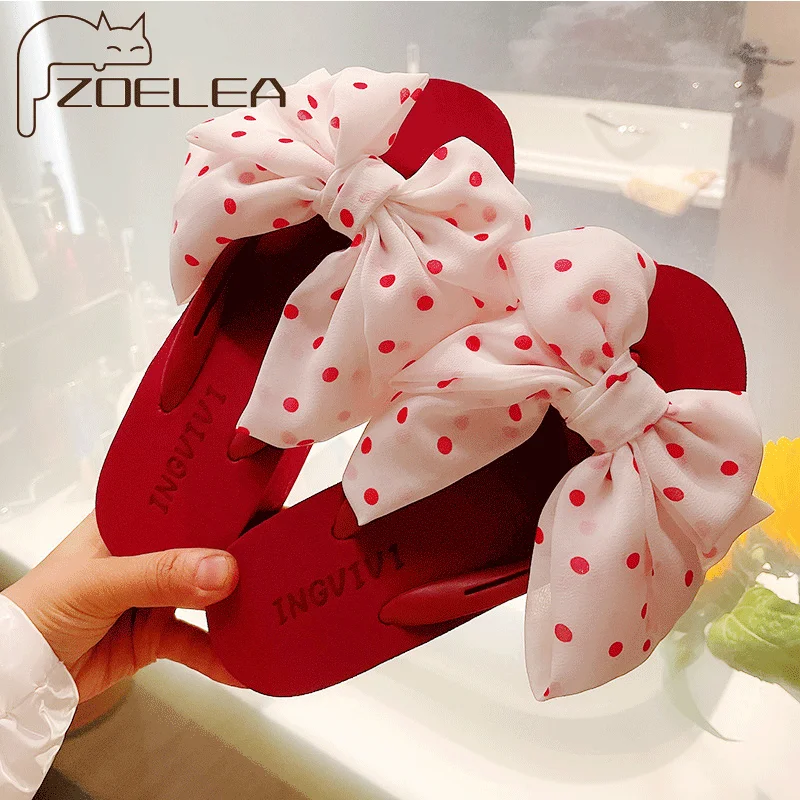 

ZOELEA Women Polka Dot Big Bowknot Platform Flip Flops Non-Slip Beach Shoes Women Slippers 2021 New Heels Sandals For Summer
