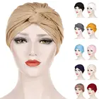 Однотонный хлопчатобумажный трикотажный головной платок для хиджаб для мусульманок, шапка-тюрбан для женщин, аксессуары для мусульманской одежды в африканском стиле, тюрбан