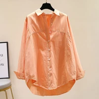 early spring shirt womens button up tops casual lapel long sleeve shirts 2021 new korean loose blouse pink white blouses blusas