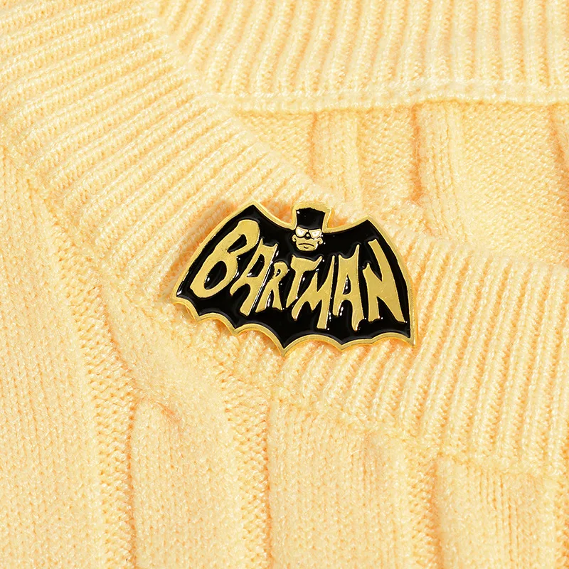 Эмалированная брошь в виде золотого животного летучая мышь мультяшном стиле