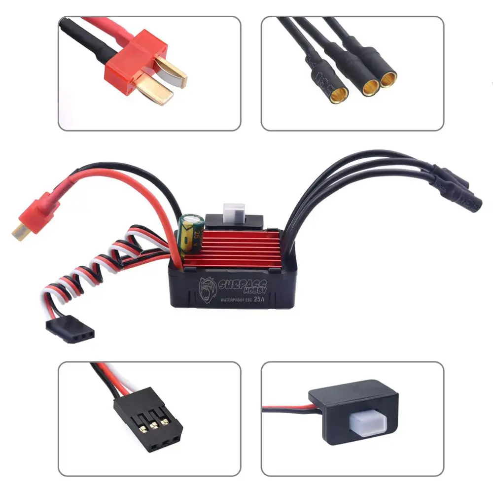 SURPASSHOBBY KK Waterproof Combo 2430 6300KV Brushless Motor w/25A ESC + S0017P 17G Servo for 1:16 1:18 GTR RC Drift Racing Car | Игрушки и