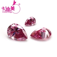 cadermay moissanite beads high quality pear cut free fire moissanite diamond 6x8mm pink stones for jewelry making